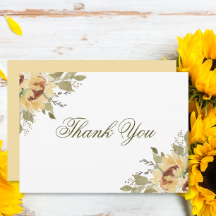 Tarjeta De Agradecimiento Boda de girasoles suaves