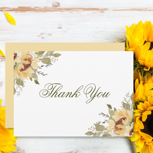 Tarjeta De Agradecimiento Boda de girasoles suaves (Subido por el creador)