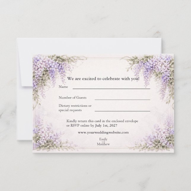 Tarjeta De Agradecimiento Boda de glicina estilo Regencia (Anverso)