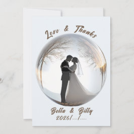 Tarjeta De Agradecimiento Boda de Globo de Vidrio Hermoso