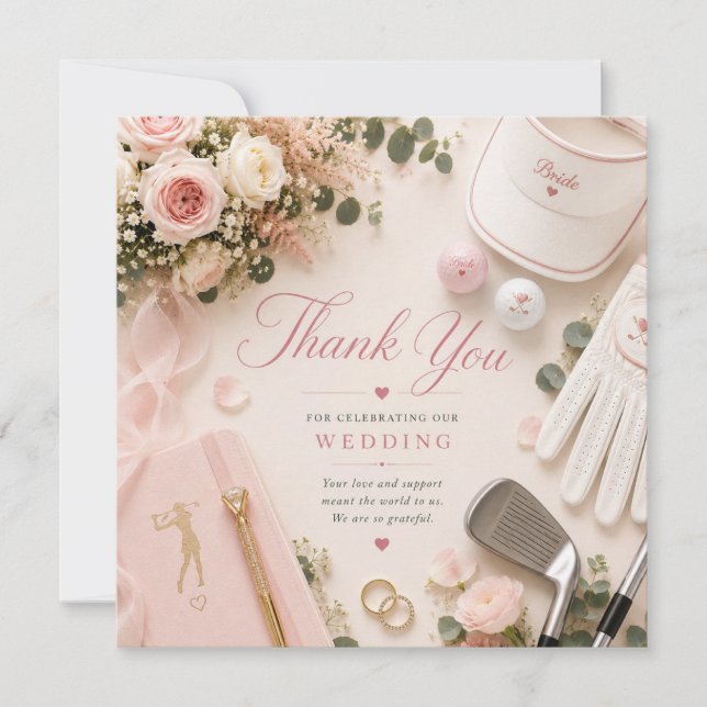 Tarjeta De Agradecimiento Boda de Golf  (Anverso)