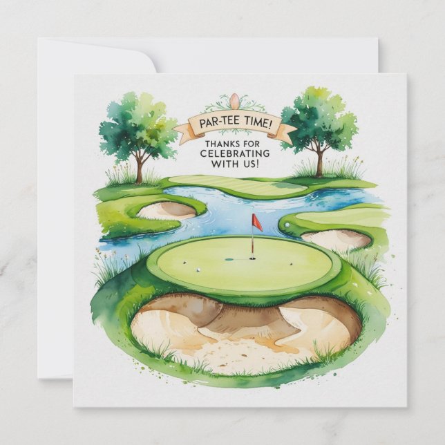 Tarjeta De Agradecimiento Boda de golf por celebrar con nosotros (Anverso)