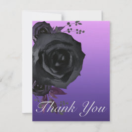 Tarjeta De Agradecimiento Boda de Gótico de Rosa negro morado