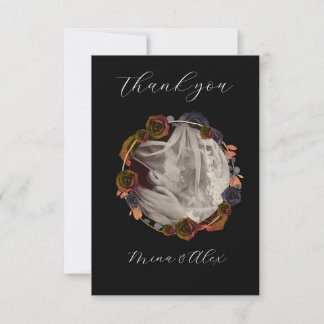 Tarjeta De Agradecimiento Boda de Gótico moderno foto negra