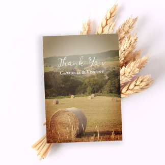 Tarjeta De Agradecimiento Boda De Granja De Hay Bales De Ronda Gracias