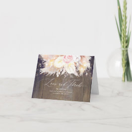Tarjeta De Agradecimiento Boda De Grasa Pampas Floral Rosa Gracias