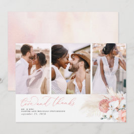 Tarjeta De Agradecimiento Boda De Grasa Pampas Tropical Rosa Gracias