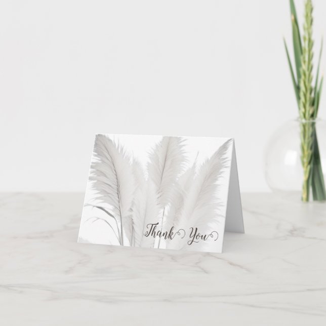 Tarjeta De Agradecimiento Boda de Grass Boho Pampas (Anverso)