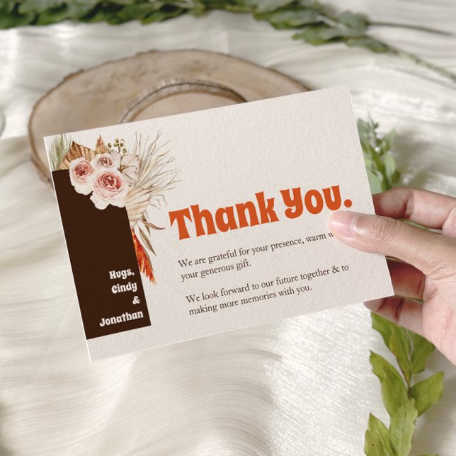 Tarjeta De Agradecimiento Boda de Grass Boho Pampas Rustic (Subido por el creador)