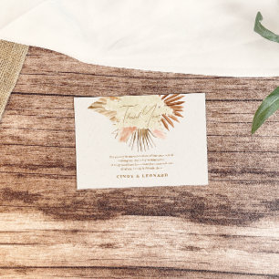 Tarjeta De Agradecimiento Boda de Grass Boho Pampas Rustic