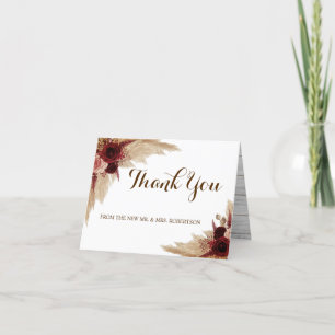 Tarjeta De Agradecimiento Boda de Grass de Card Pampas