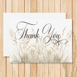 Tarjeta De Agradecimiento Boda de Grass Rustic Boho Dried Tan