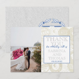 Tarjeta De Agradecimiento Boda de Grecia Blanca. Gracias.