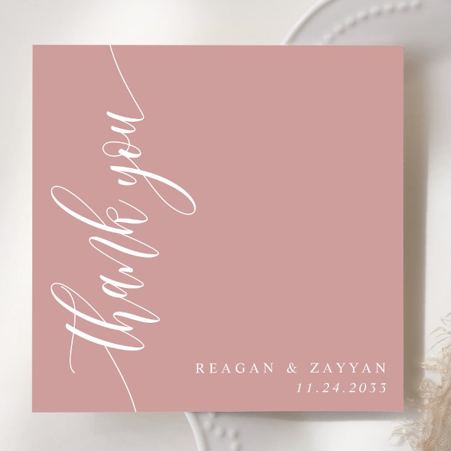 Tarjeta De Agradecimiento Boda de guión de caligrafía Rosa y polvoriento (Subido por el creador)