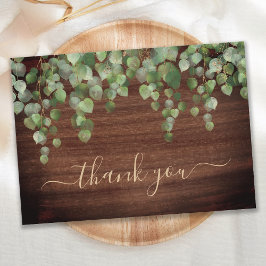 Tarjeta De Agradecimiento Boda de guion de oro de Eucalyptus