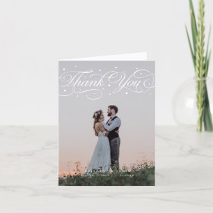 Tarjeta De Agradecimiento Boda de guión elegante