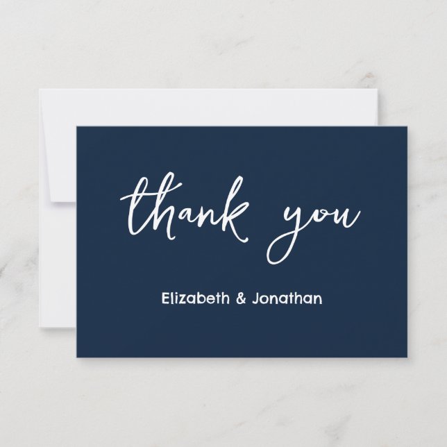 Tarjeta De Agradecimiento Boda de guión elegante (Anverso)