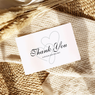 Tarjeta De Agradecimiento Boda De Guión Elegante De Dos Corazones