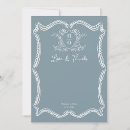 Tarjeta De Agradecimiento Boda de guión floral de cresta vintage