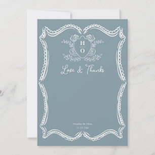 Tarjeta De Agradecimiento Boda de guión floral de cresta vintage