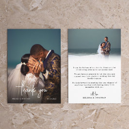 Tarjeta De Agradecimiento Boda de guión gráfico con letras de mano minimalis