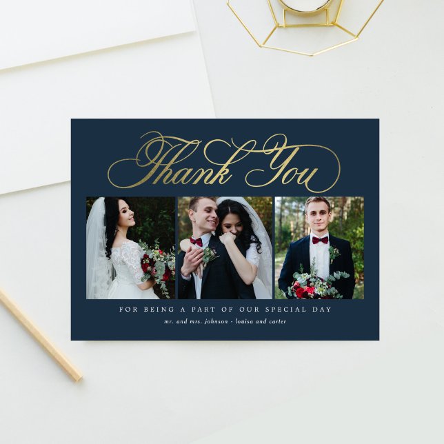 Tarjeta De Agradecimiento Boda De Guión Lujoso Gracias Relieve metalizado De (Subido por el creador)