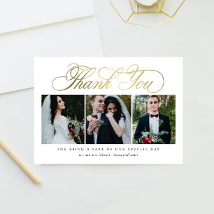 Tarjeta De Agradecimiento Boda De Guión Lujoso Gracias Relieve metalizado De