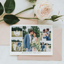 Tarjeta De Agradecimiento Boda de guión mínimo de pincel blanco de 5 Collage