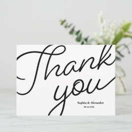Tarjeta De Agradecimiento Boda de guiones blancos mod gracias