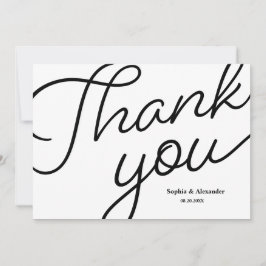 Tarjeta De Agradecimiento Boda de guiones blancos mod gracias
