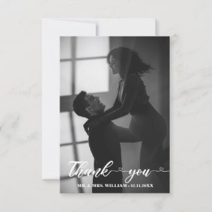 Tarjeta De Agradecimiento Boda de guiones con letras de amor - Gracias 