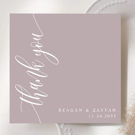 Tarjeta De Agradecimiento Boda de guiones de caligrafía Dusty Lavender