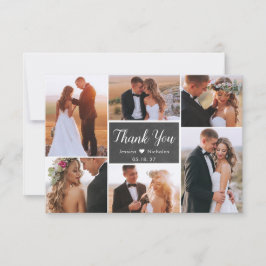 Tarjeta De Agradecimiento Boda de guiones de Collage de fotos Rústico Chalkb