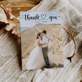 Tarjeta De Agradecimiento Boda de guiones de corazón simple Gracias Cartas