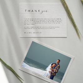 Tarjeta De Agradecimiento Boda de guiones de fotos simple y Minimalista