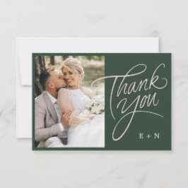Tarjeta De Agradecimiento Boda de guiones de las iniciales de los monogramas
