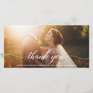Tarjeta De Agradecimiento Boda de guiones de White Flourish Gracias