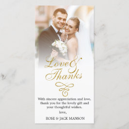 Tarjeta De Agradecimiento boda de guiones dorados gracias