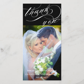 Tarjeta De Agradecimiento Boda de guiones elegante y personalizado gracias