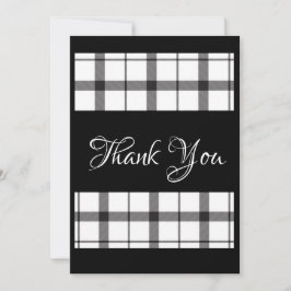 Tarjeta De Agradecimiento Boda de guiones elegantes de color blanco y negro