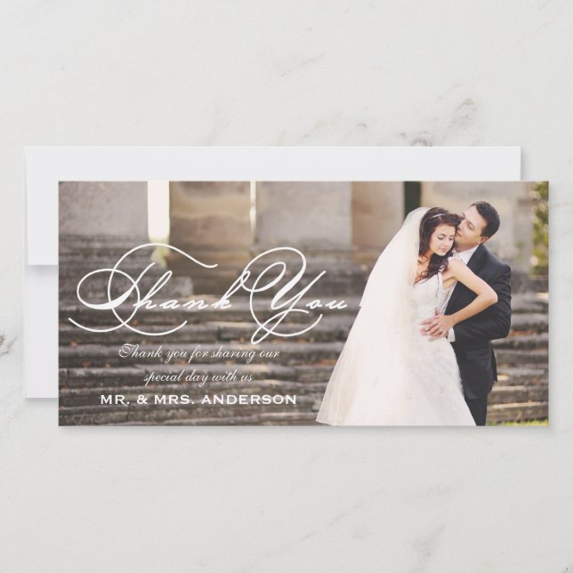 Tarjeta De Agradecimiento Boda de guiones Gracias (Anverso)