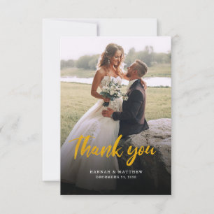 Tarjeta De Agradecimiento Boda de guiones modernos 2 fotos