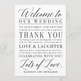 Tarjeta De Agradecimiento Boda de guiones modernos, bienvenida, carta de agr