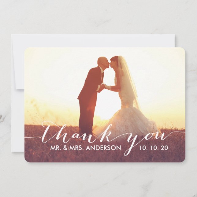 Tarjeta De Agradecimiento Boda de guiones simples Gracias Cartas (Anverso)