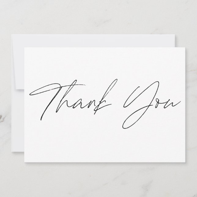 Tarjeta De Agradecimiento Boda de guiones simples Gracias Cartas Blancas (Anverso)
