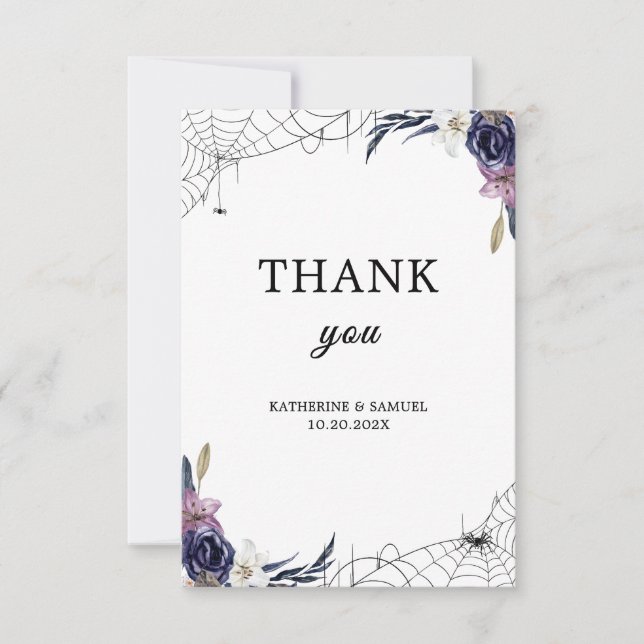 Tarjeta De Agradecimiento Boda de Halloween (Anverso)