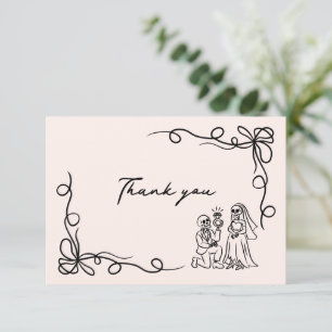Tarjeta De Agradecimiento Boda de Halloween caprichosa dibujada a mano