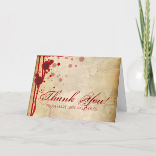 Tarjeta De Agradecimiento Boda de Halloween de vampiro "Gracias" Sangre fals