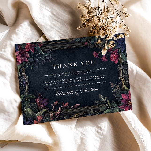 Tarjeta De Agradecimiento Boda de Halloween floral de Art Nouveau (Subido por el creador)