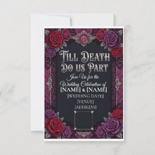 Tarjeta De Agradecimiento Boda de Halloween Gótica Hasta que la Muerte Nos S